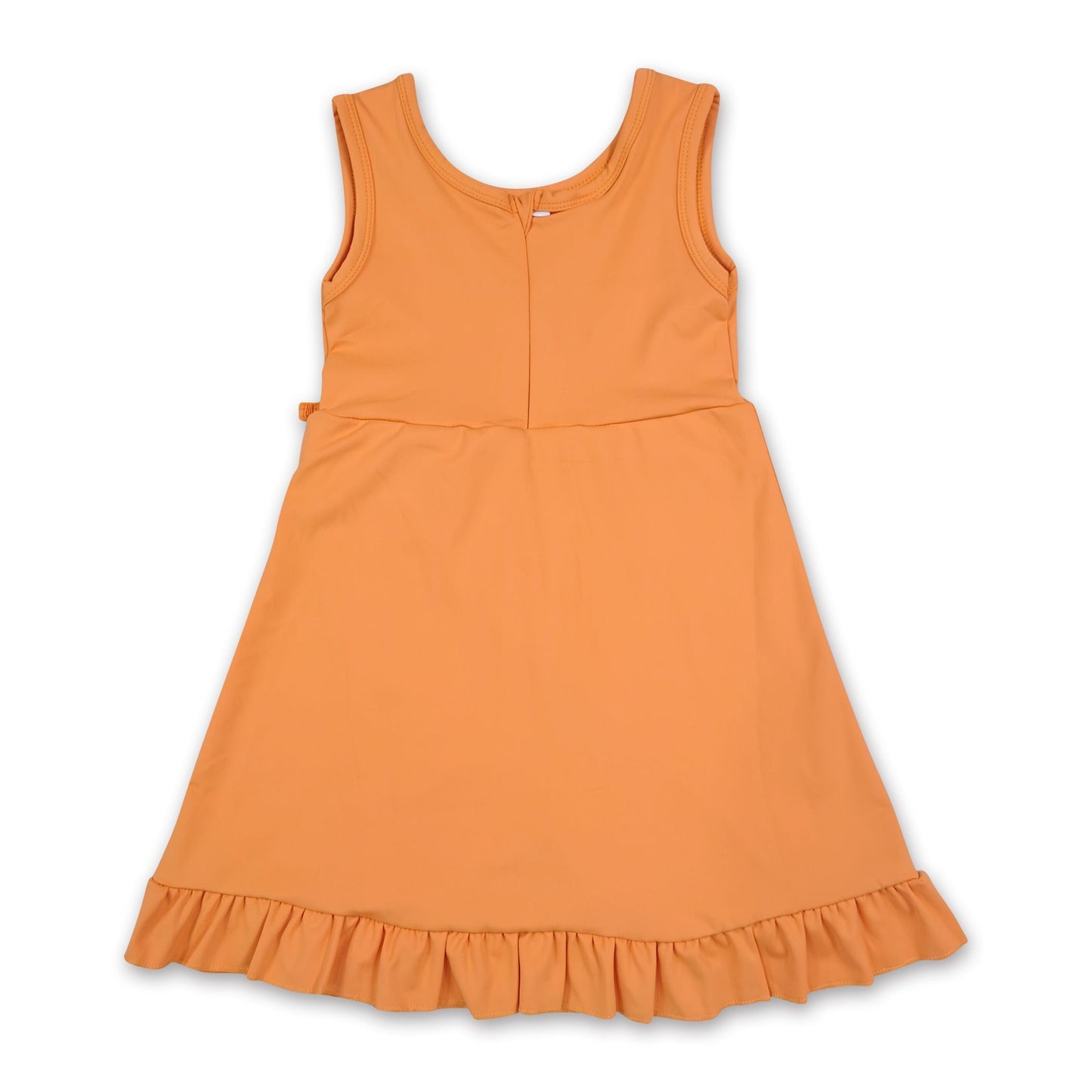 Sleeveless orange ruffle kids girls summer athletic dress