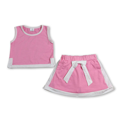 Pink cotton sleeveless top skorts kids girls outfits