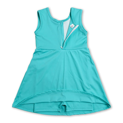 Solid sleeveless bow kids girls athletic dresses