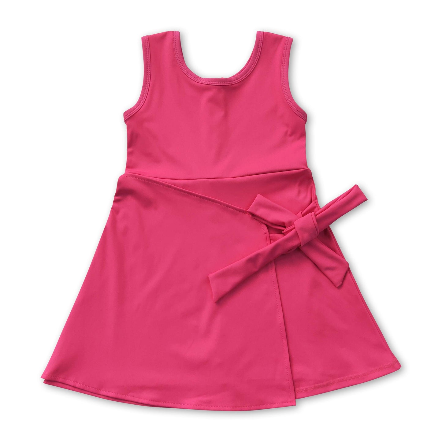 Sleeveless hot pink bow kids girls summer athletic dress