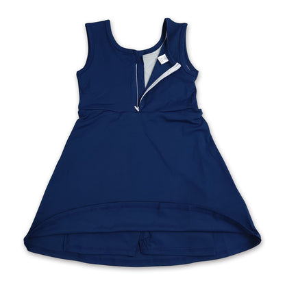 Sleeveless navy kids girls summer athletic dresses
