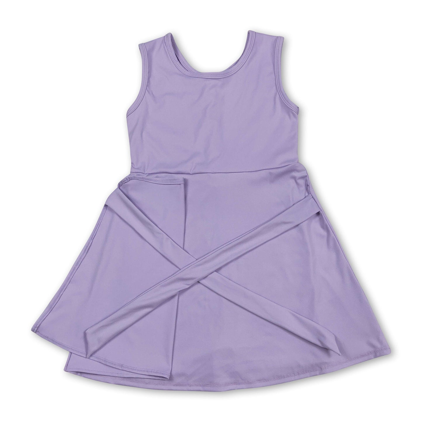Lavender Sleeveless Bow Kids Girls Athletic Dresses