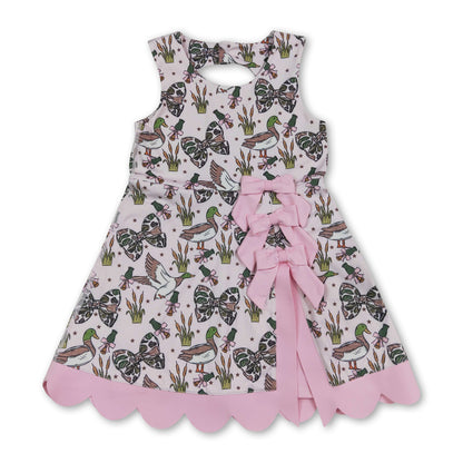 Sleeveless camo bow duck scallop kids girls athletic dress