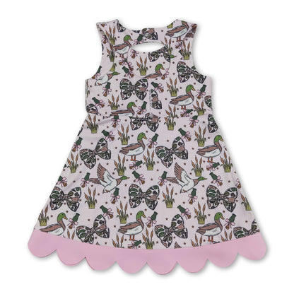 Sleeveless camo bow duck scallop kids girls athletic dress
