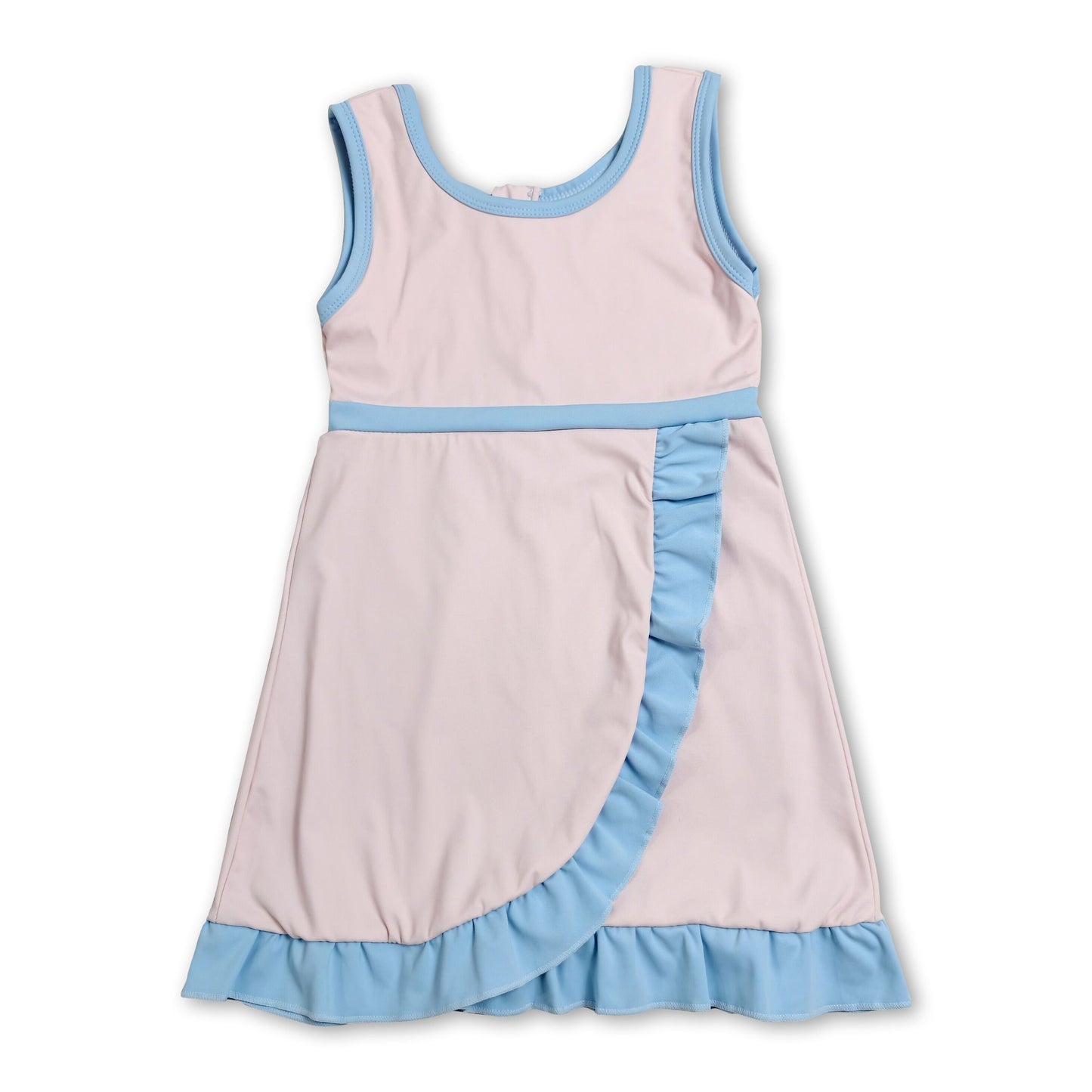 Sleeveless light pink scallop kids girls athletic dress
