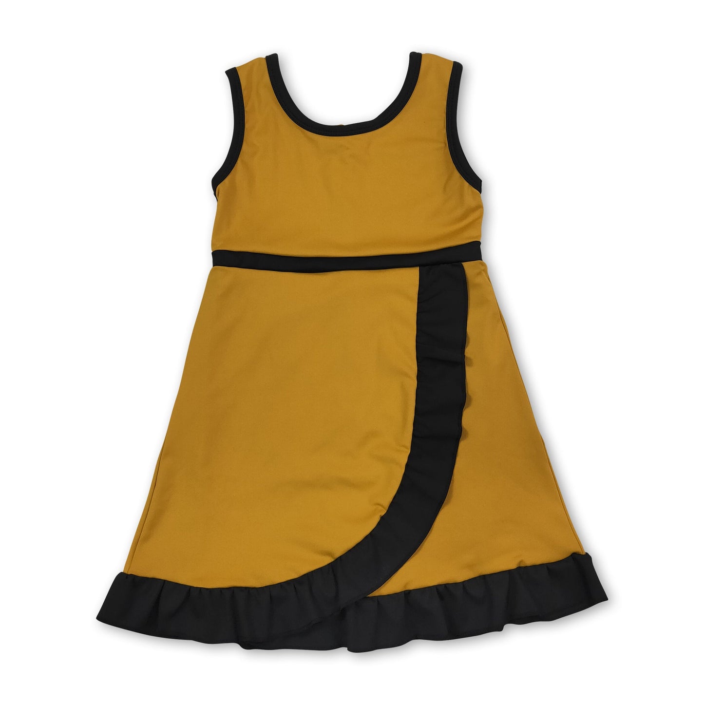 Sleeveless black scallop kids girls team athletic dress