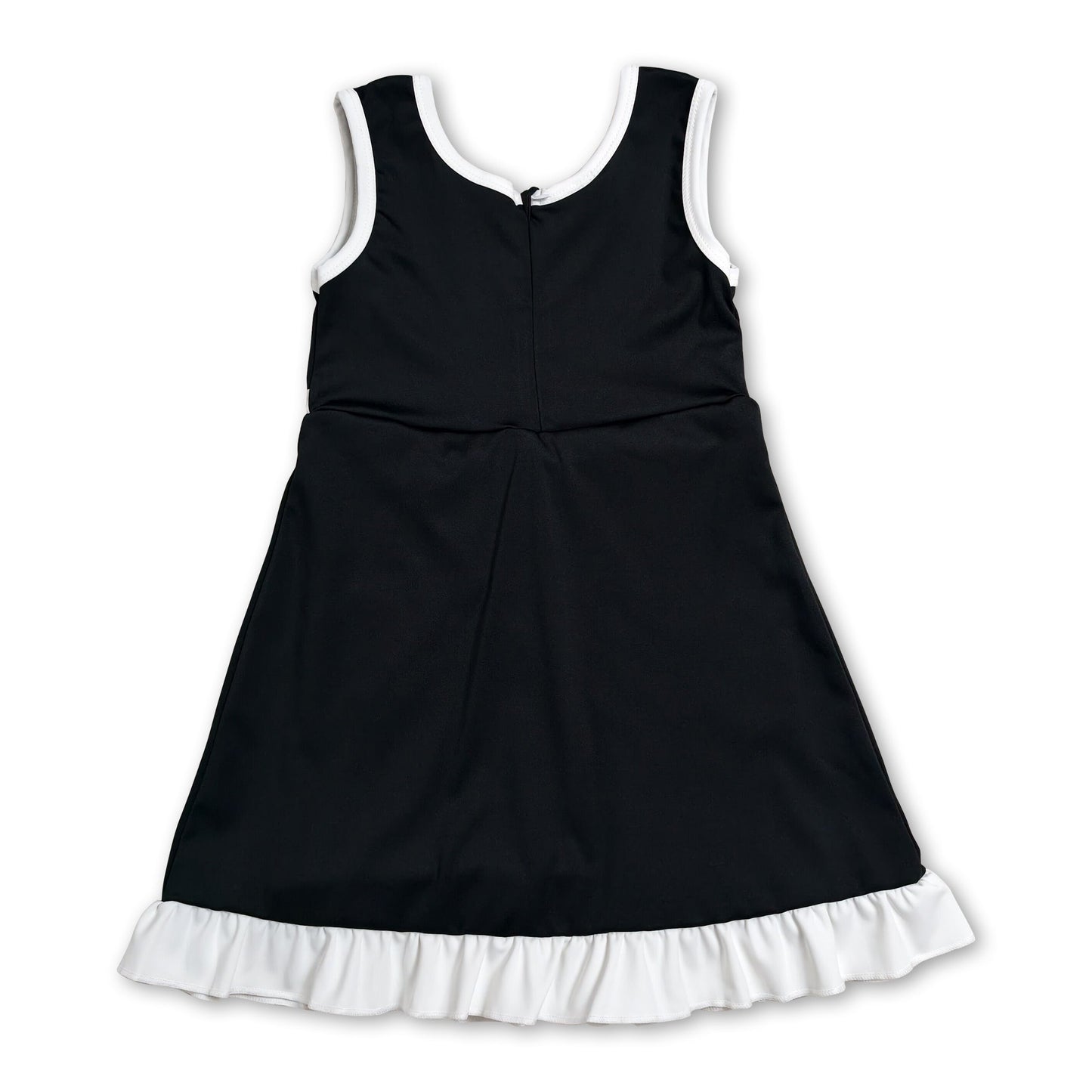 Sleeveless black white scallop girls athletic dress