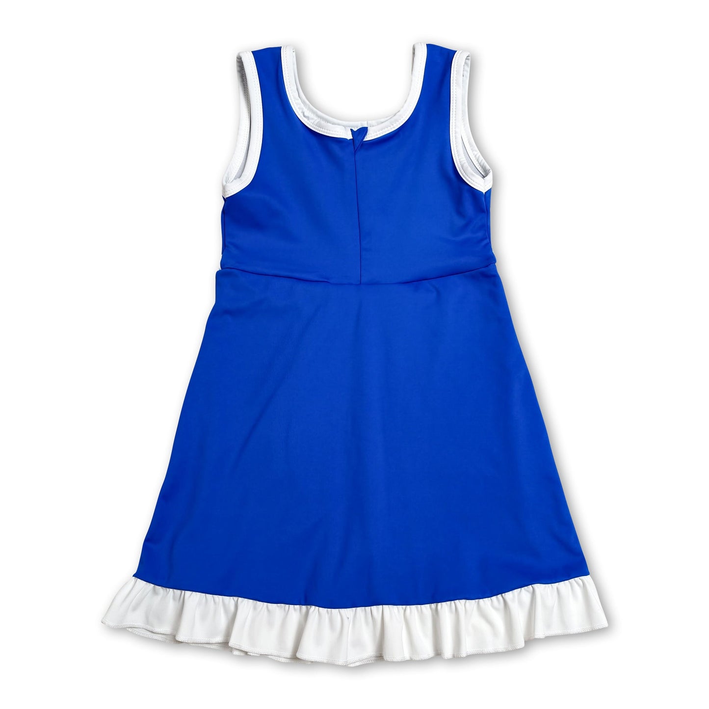 Sleeveless blue white scallop kids girls team athletic dress