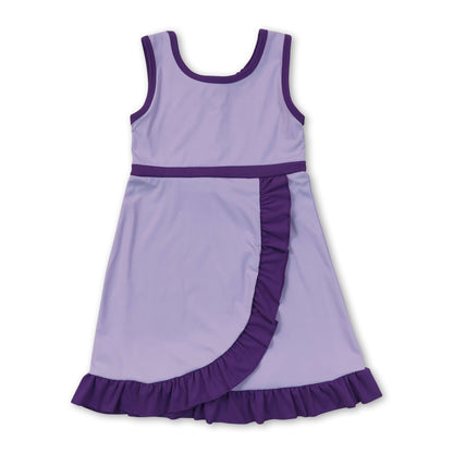 Sleeveless lavender purple ruffle girls athletic dress