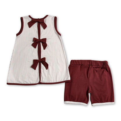 Guitar boots bow hat top ruffle shorts western girls set