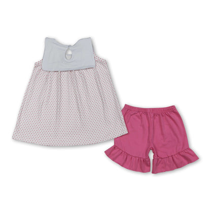 Sleeveless sheep cross embroidery kids girls Easter outfits