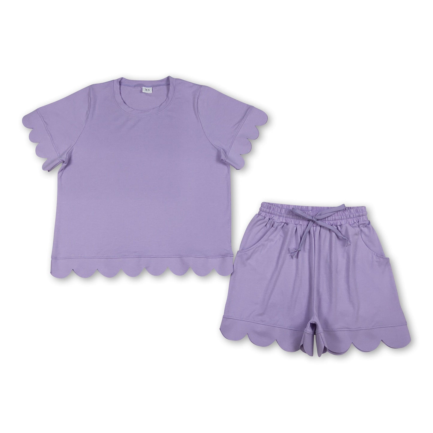 Lavender scallop top shorts adult women summer outfits