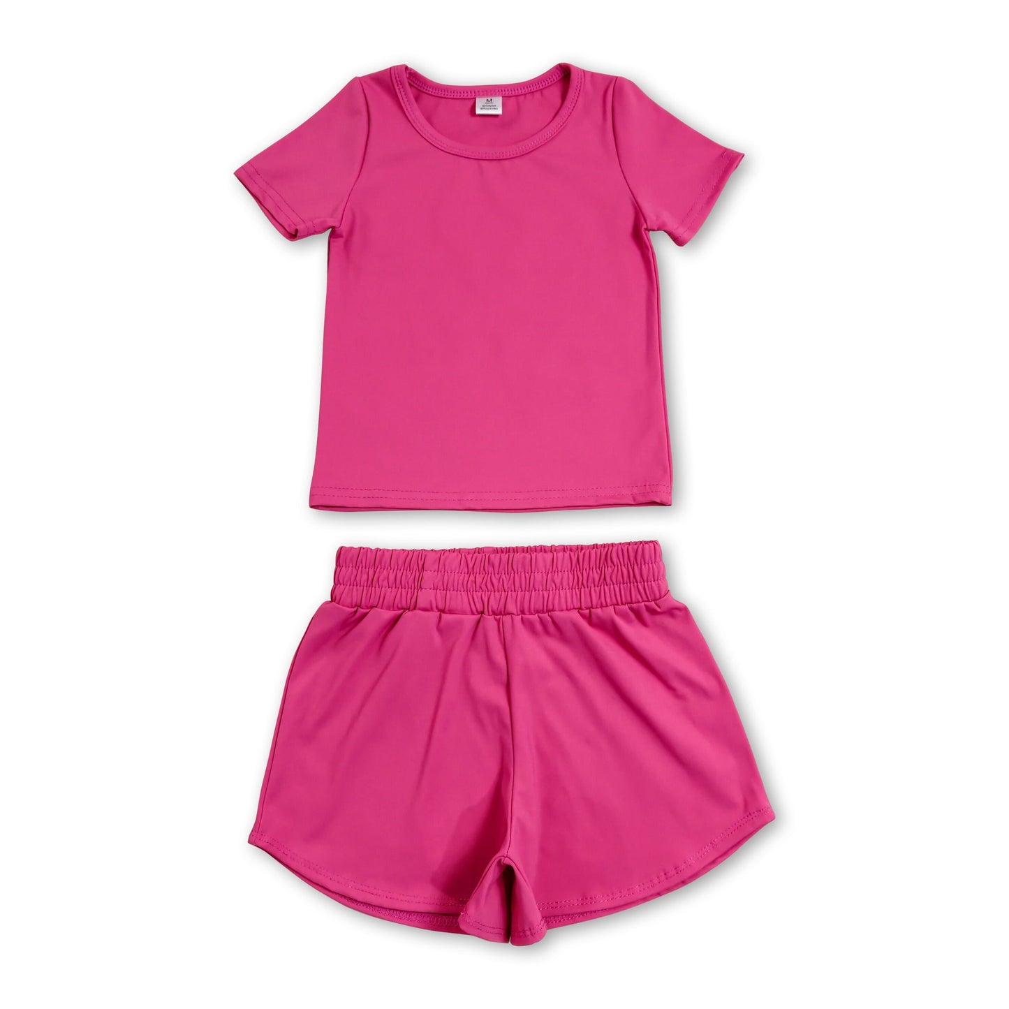 Short sleeves hot pink top shorts kids girls yoga active set