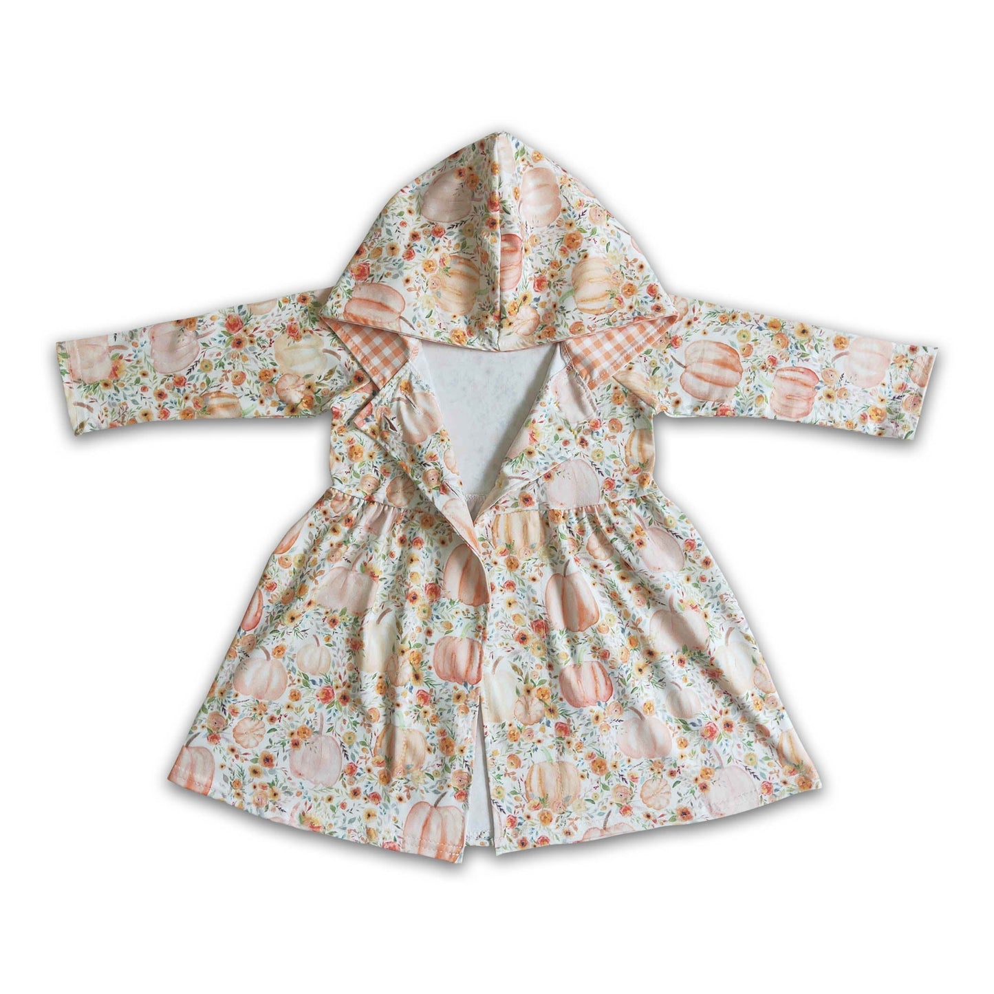 Floral pumkin hoodie dress baby girls fall  cardigan