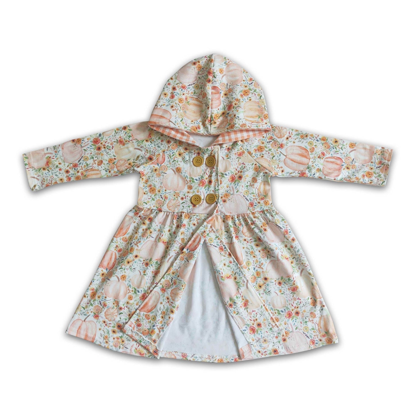 Floral pumkin hoodie dress baby girls fall  cardigan
