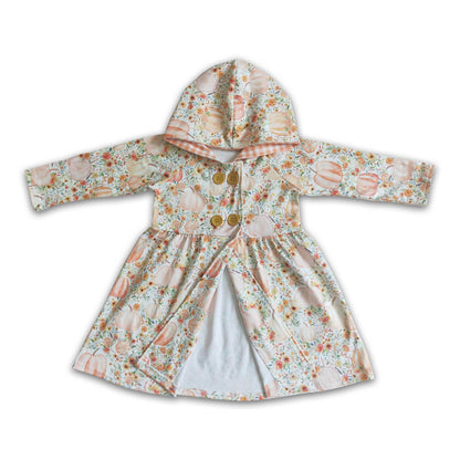 Floral pumkin hoodie dress baby girls fall  cardigan