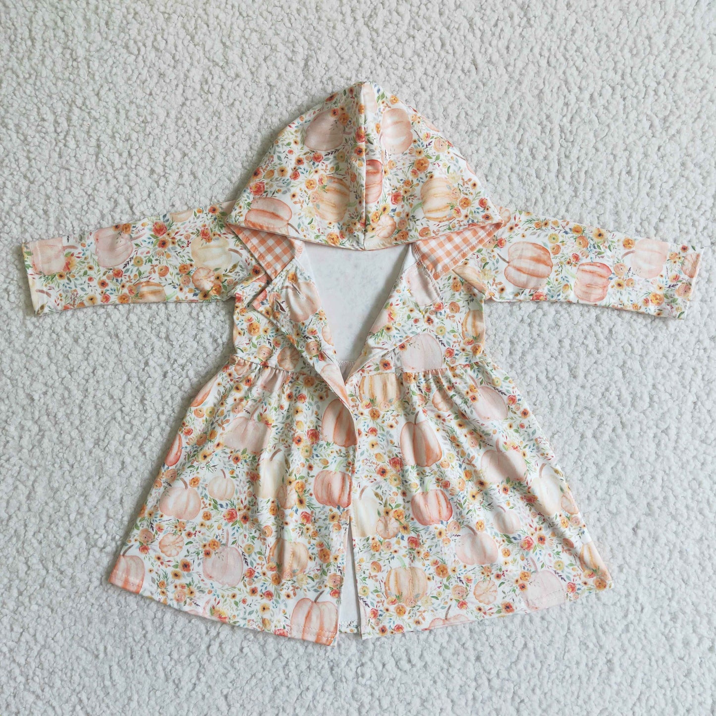 Floral pumkin hoodie dress baby girls fall  cardigan