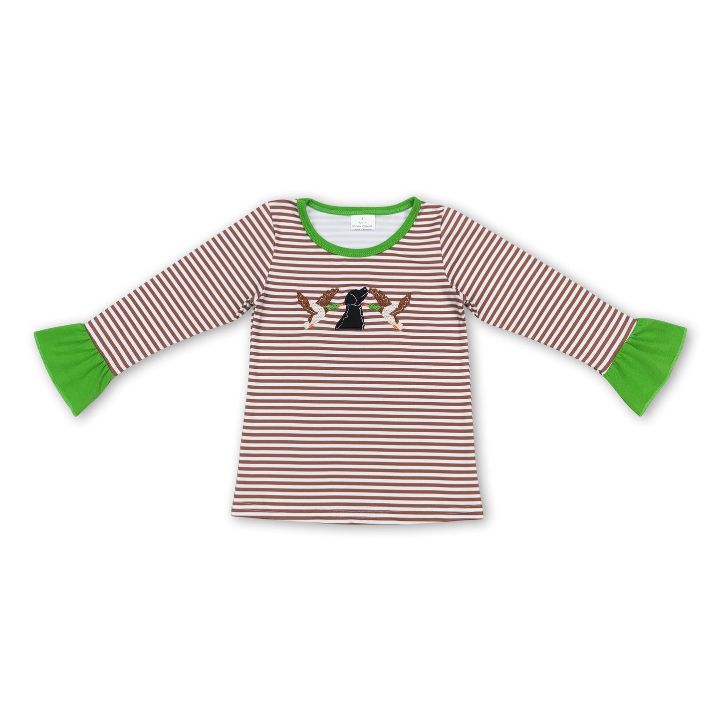 Brown stripe long sleeves duck dog girls hunting shirt