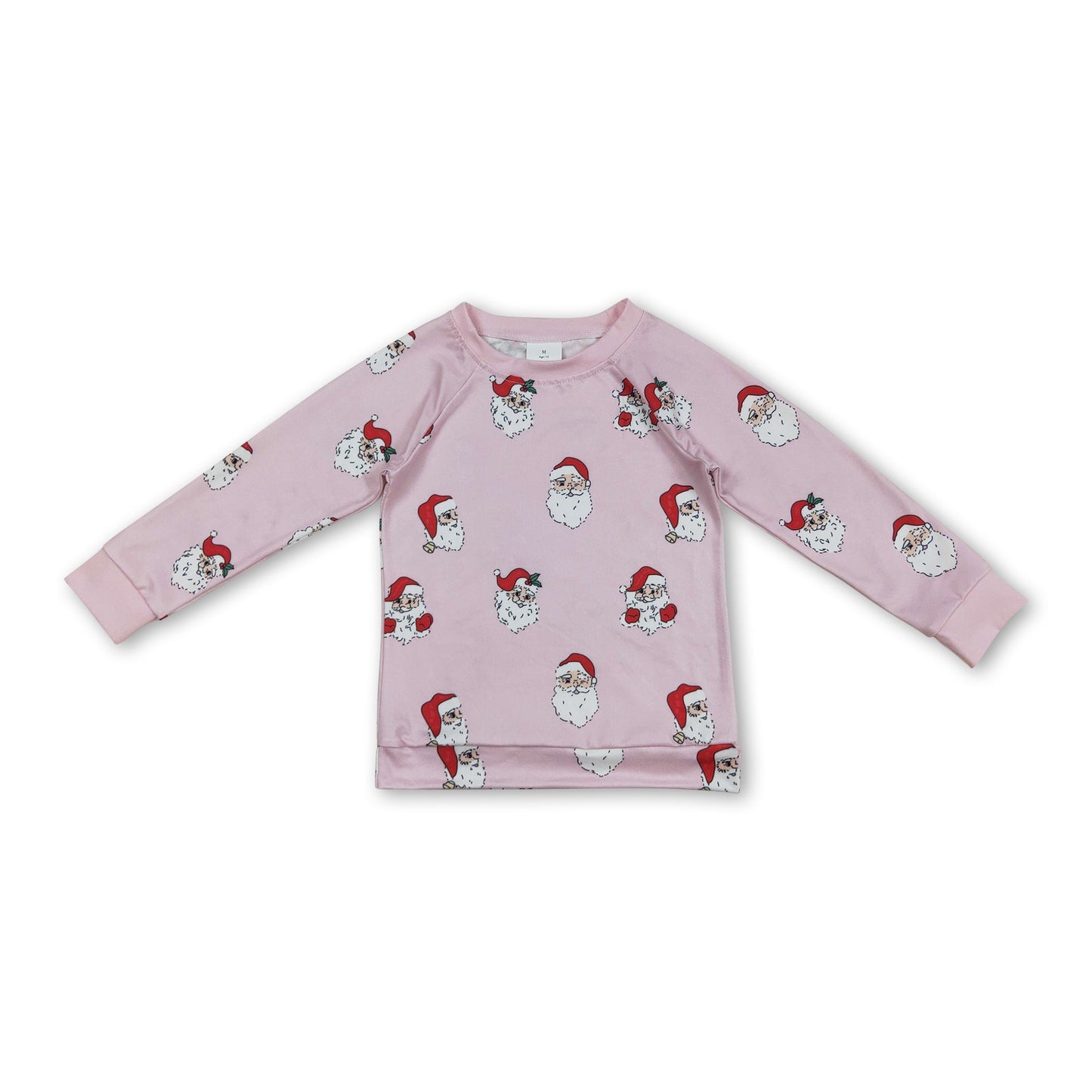 Pink long sleeves santa kids girls Christmas shirt