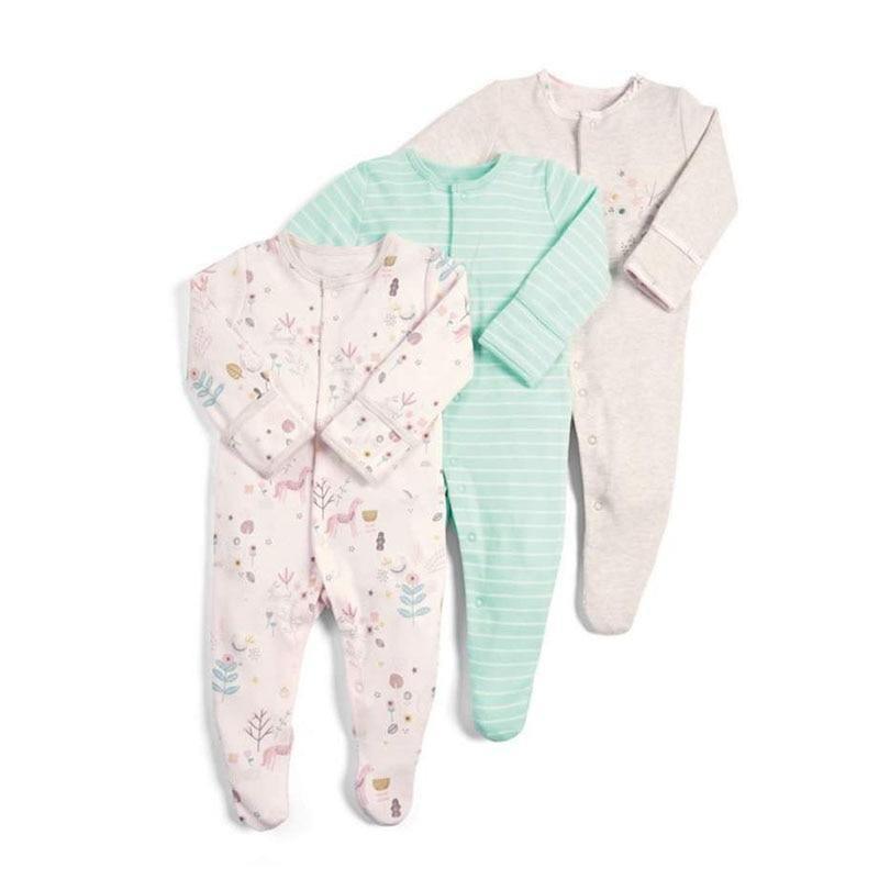 3pcs Set Baby Romper Newborn Sleep suit Flower Baby Rompers Infant Baby Clothes Long Sleeve Newborn Jumpsuits Pajamas for Kids