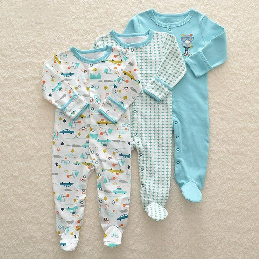 Baby Long-Sleeve Rompers — 3-Piece Set