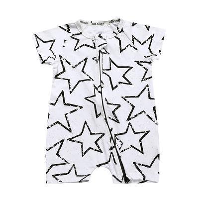 Printed Short-Sleeve Cotton Baby Jumpsuit