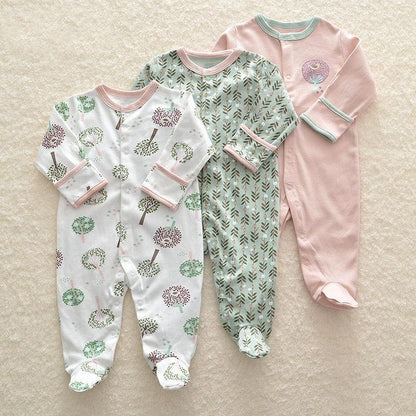 3pcs Set Baby Romper Newborn Sleep suit Flower Baby Rompers Infant Baby Clothes Long Sleeve Newborn Jumpsuits Pajamas for Kids