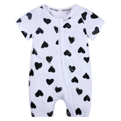 Printed Short-Sleeve Cotton Baby Jumpsuit
