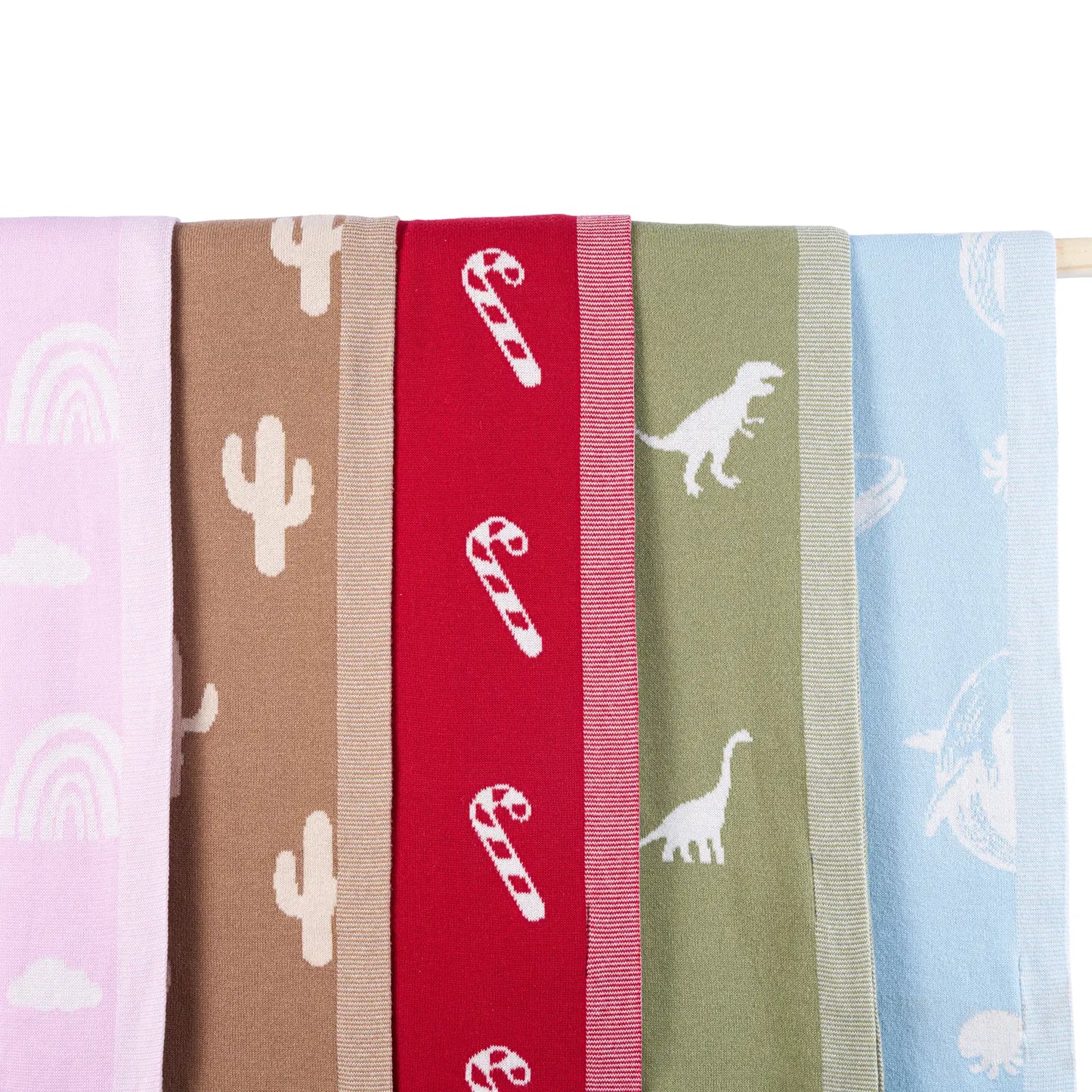Rainbow Lilac Jacquard Knit Baby Blanket