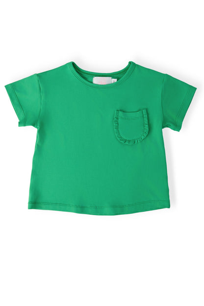 Kelly Green Ruffle Pocket Tee