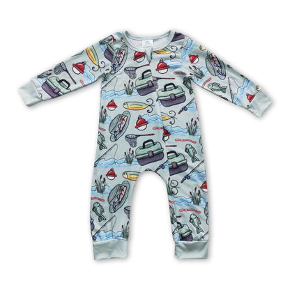 Dad's fishing buddy zipper baby boy romper