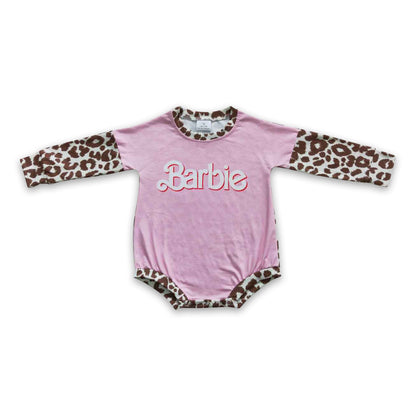 Pink leopard long sleeves party baby girls romepr