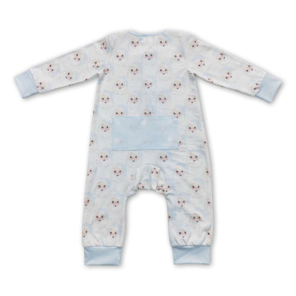 Blue santa baby boy zipper Christmas romper