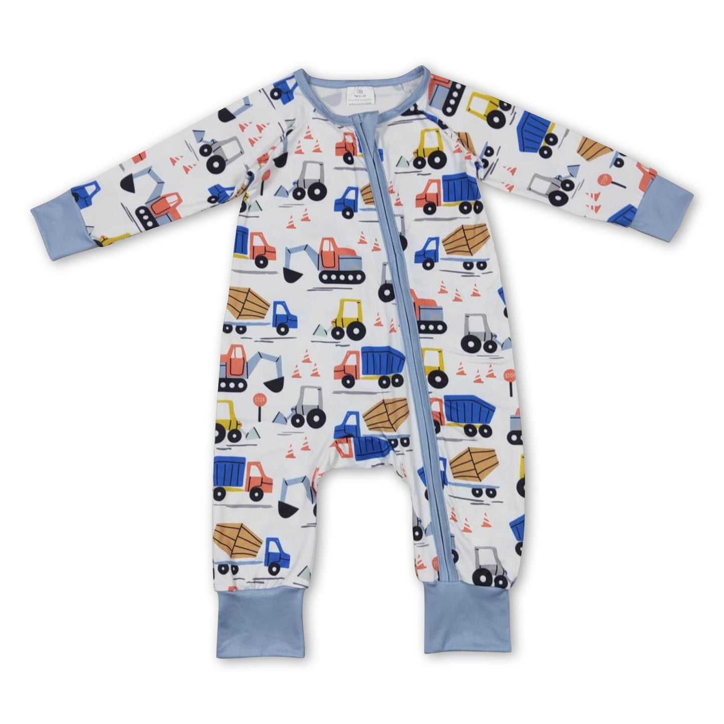 Constructions long sleeves baby boy zipper romper