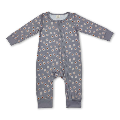 Long sleeves daisy baby girls zipper sleeper