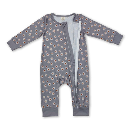 Long sleeves daisy baby girls zipper sleeper