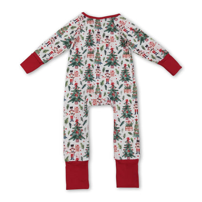 Long sleeves Christmas tree ballet baby zipper romper