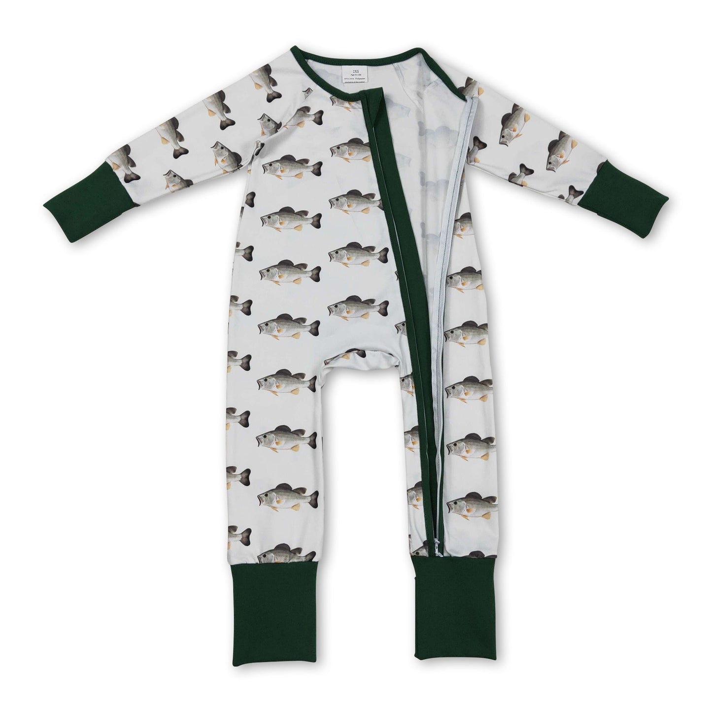 Long sleeves fish baby boy zipper romper