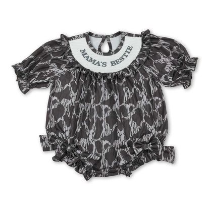 mama's bestie smock short sleeves heart baby girl romper