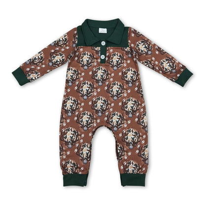 Long sleeves camo deer baby boys hunting romper