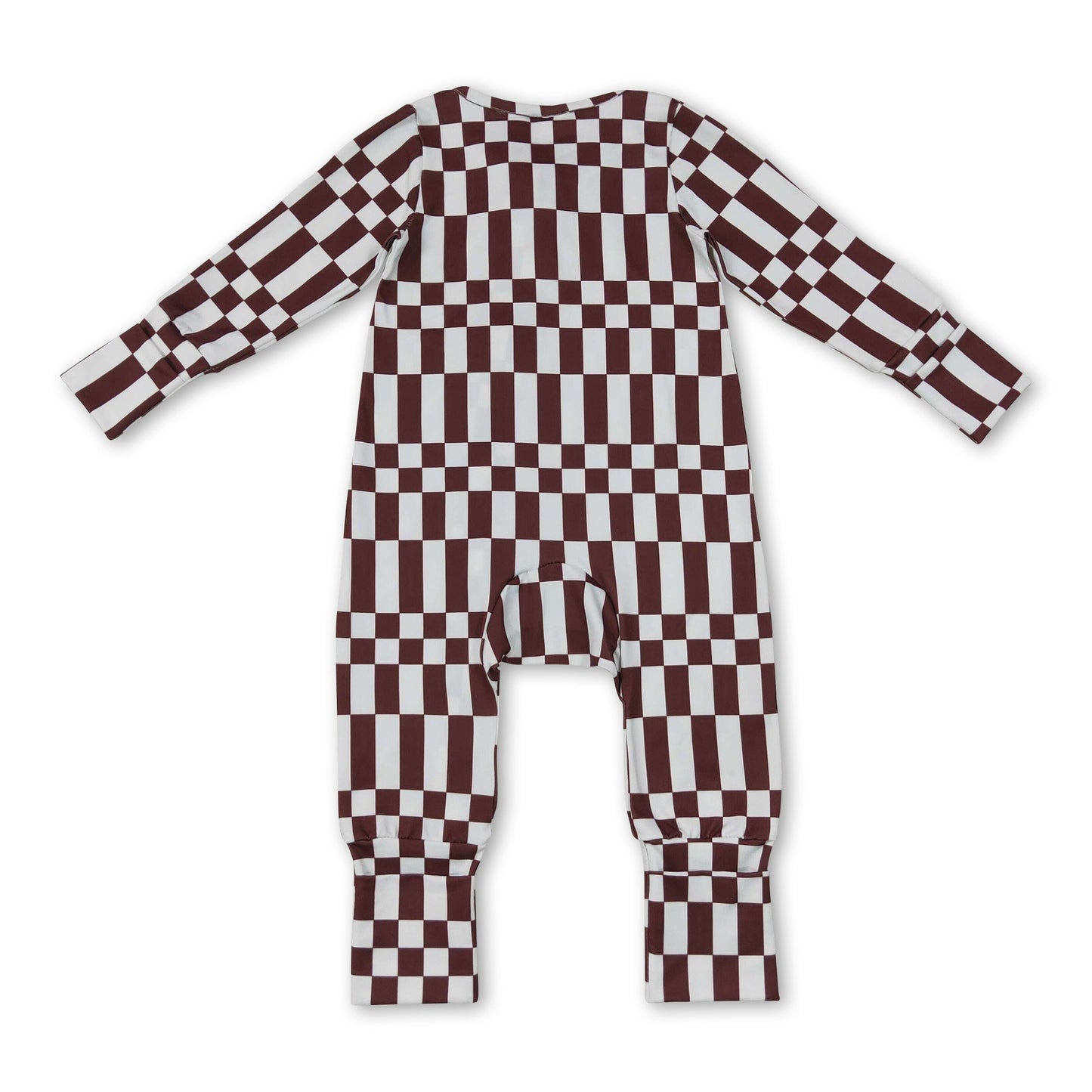 Long sleeves plaid stripe baby boy fall zipper romper