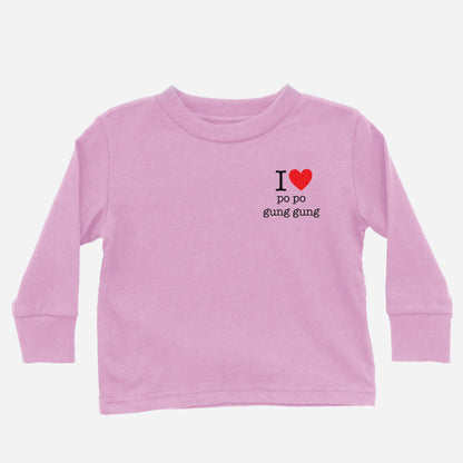 I Heart Grandma & Grandpa Cantonese Maternal Long Sleeve Shirt (Toddler)