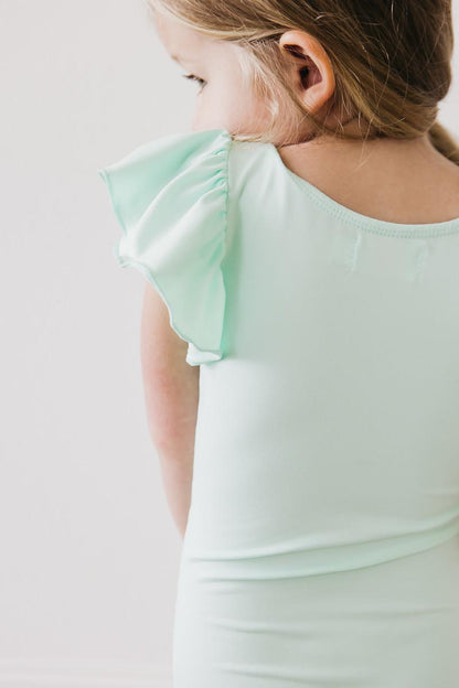 SALE Pastel Green S/S Flutter Sleeve Leotard