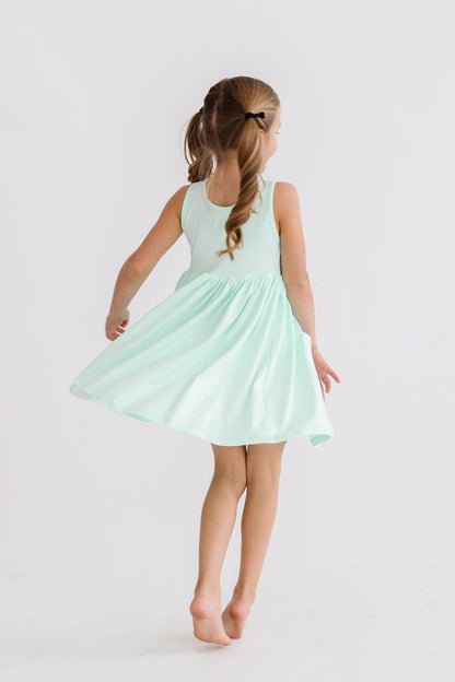 SALE Pastel Green Tank Pocket Twirl Dress