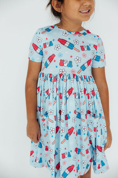 SALE Proudly Patriotic S/S Pocket Twirl Dress