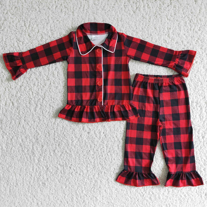 Buffalo plaid girls Christmas pajamas