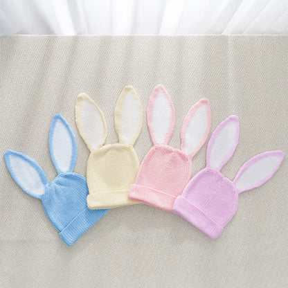 Bunny Ear Knit Beanie in Pink