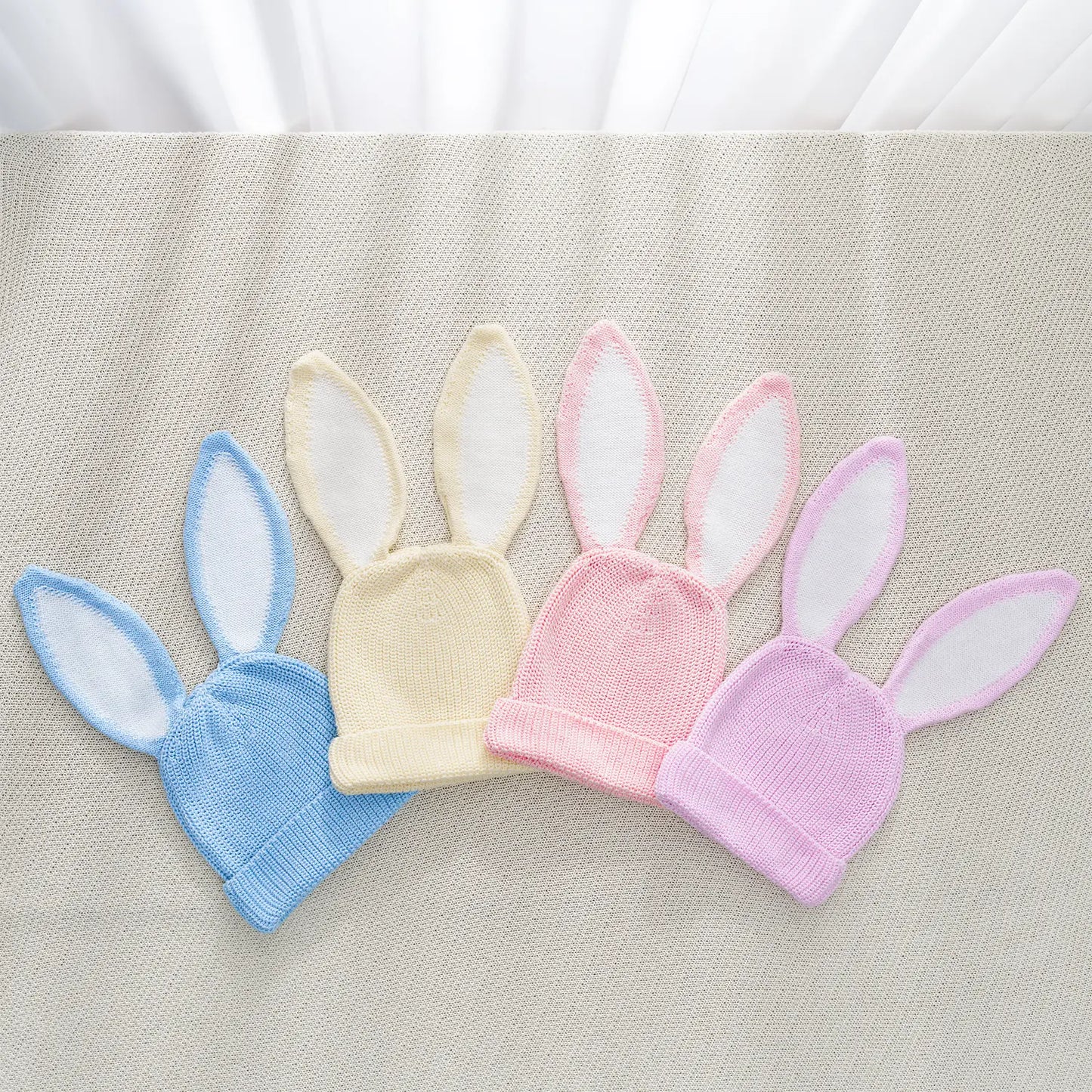 Bunny Ear Knit Beanie in Baby Blue