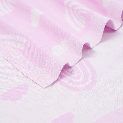 Rainbow Lilac Jacquard Knit Baby Blanket