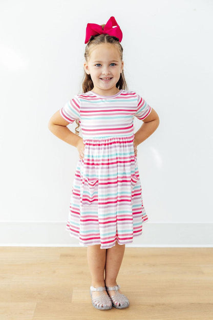 Pastel Stripes S/S Pocket Twirl Dress